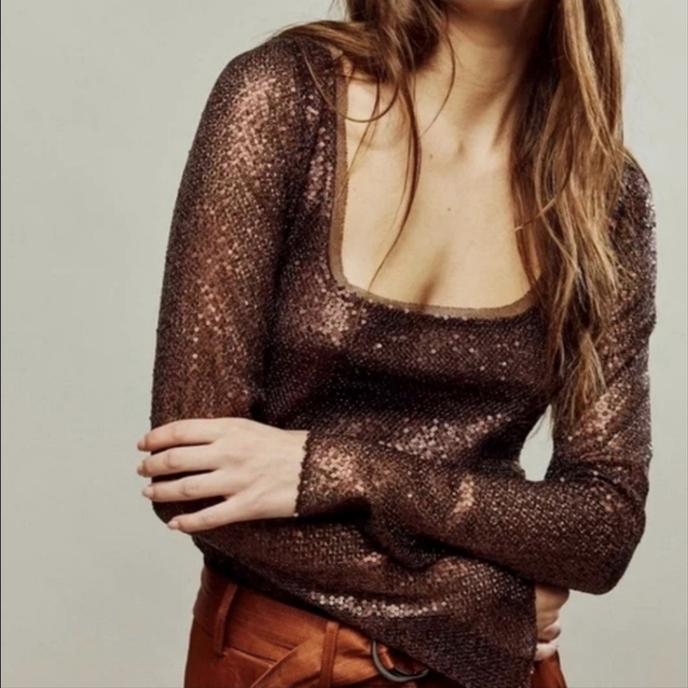 NWOT- Free People Late Night Disco Top
